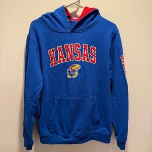 Kansas Jayhawks Colosseum Youth XL Hoodie Red Blue Sweatshirt